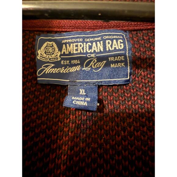 American Rag Cie Mens Shawl Neck Collar Cardigan Button Sweater Scarlet Size XL - Picture 8 of 10
